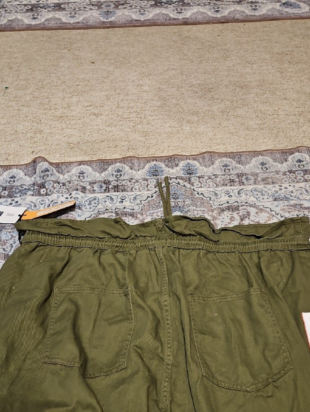 Women's Olive Cropped Drawstring Pants with Embroidered Detail - Picture 8 of 13